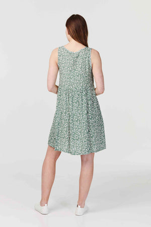 Green | Ditsy Floral Sleeveless Tunic Dress