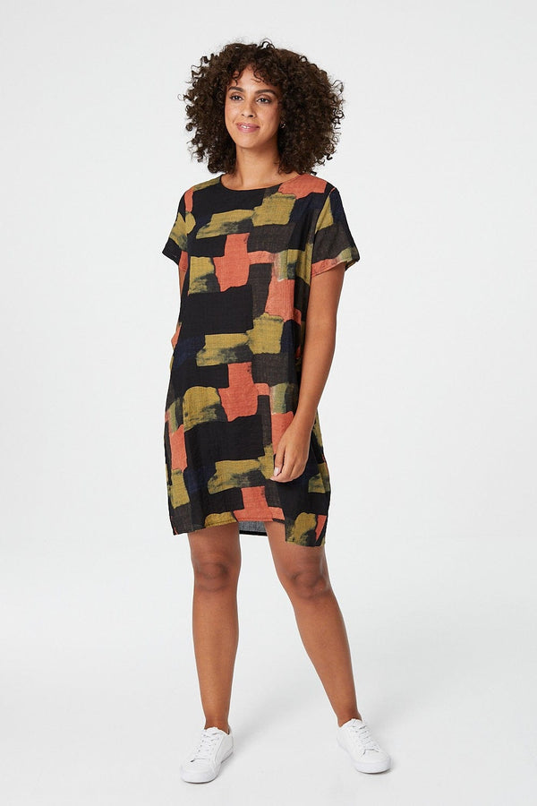 Navy | Abstract Print Relaxed Shift Dress
