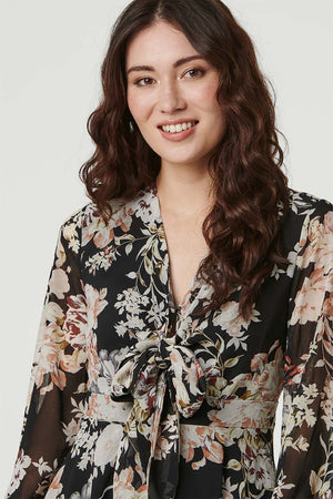 Floral V-Neck Tiered Midi Dress
