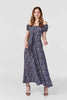 Navy | Floral Corset Front Maxi Dress