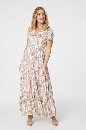 Cream | Vintage Floral Tiered Maxi Dress
