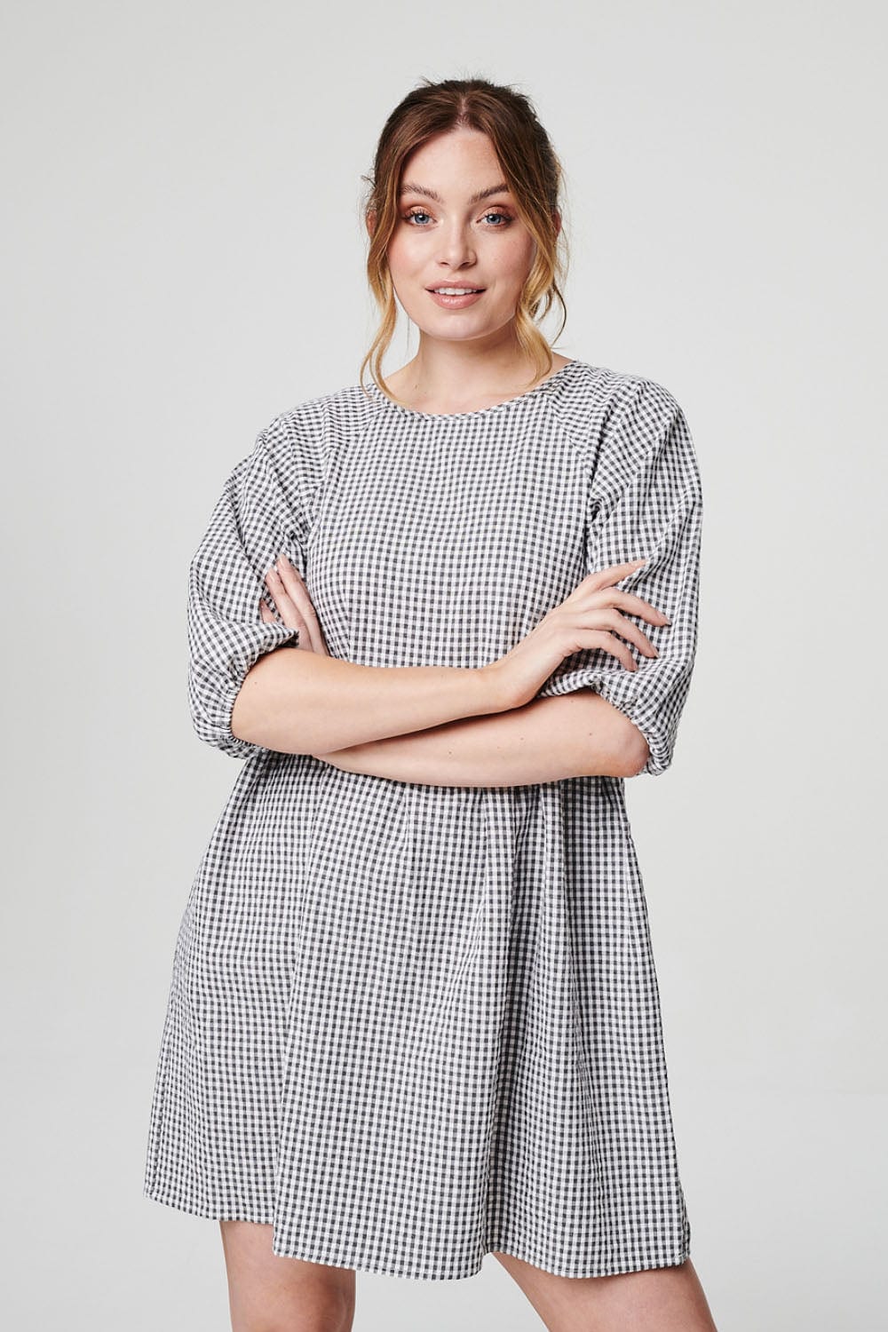 Black | Gingham Check Mini Dress