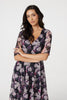 Black | Floral 3/4 Sleeve Mesh Dress