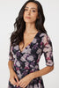 Black | Floral 3/4 Sleeve Mesh Dress