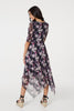 Black | Floral 3/4 Sleeve Mesh Dress