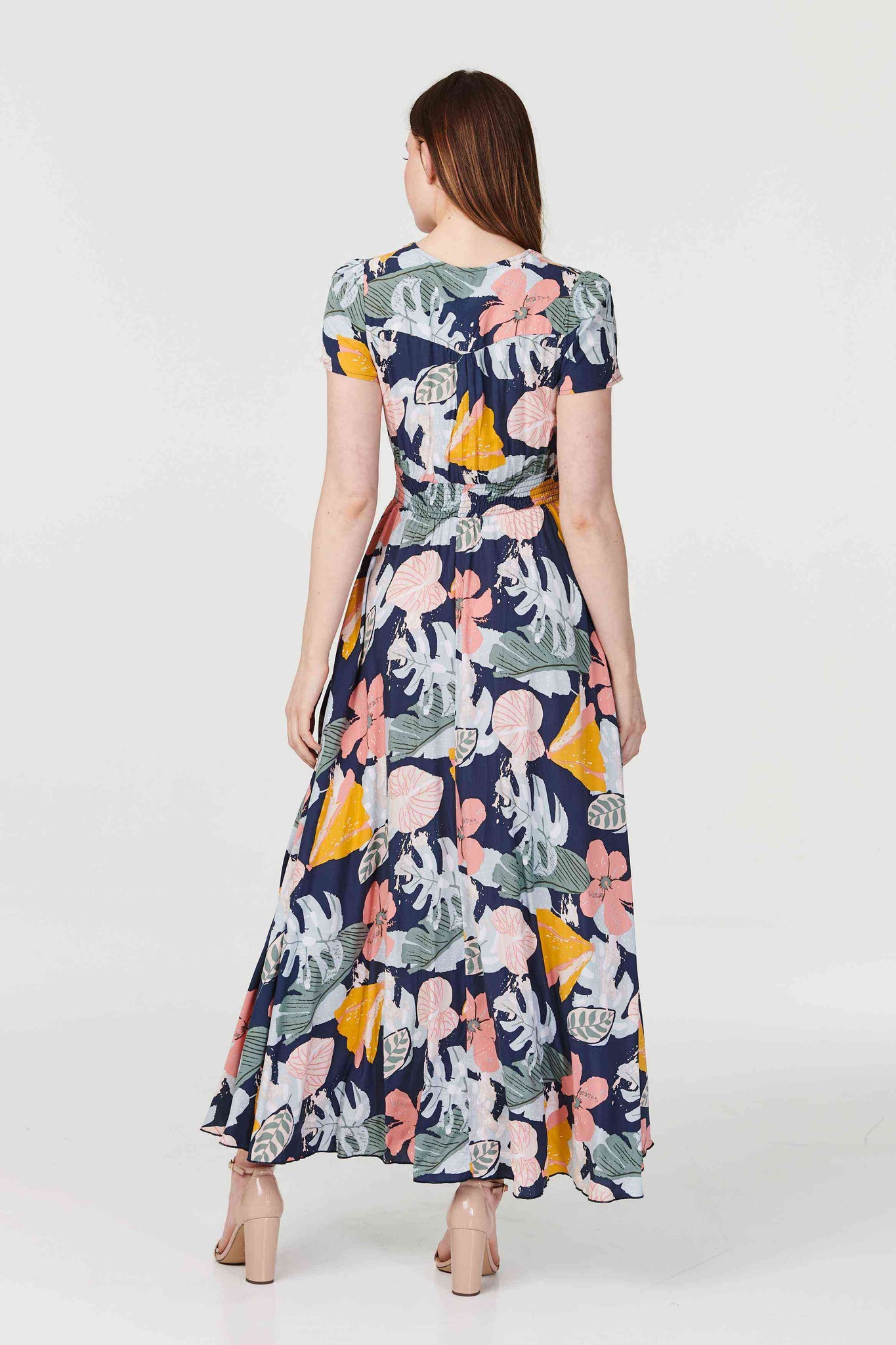 Navy | Tropical Print Maxi Sundress