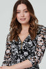Black | Floral Zip Front Skater Dress