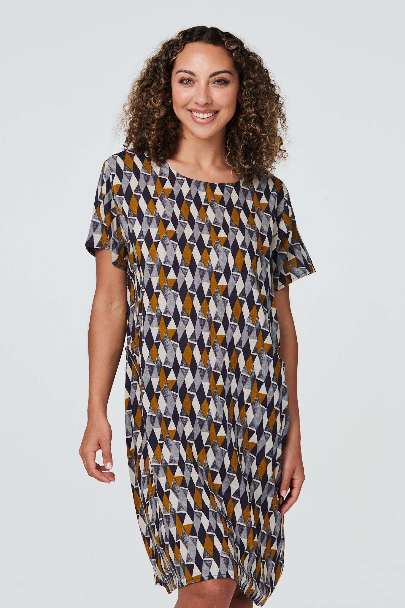 Indigo | Printed Short Sleeve Tunic Dress