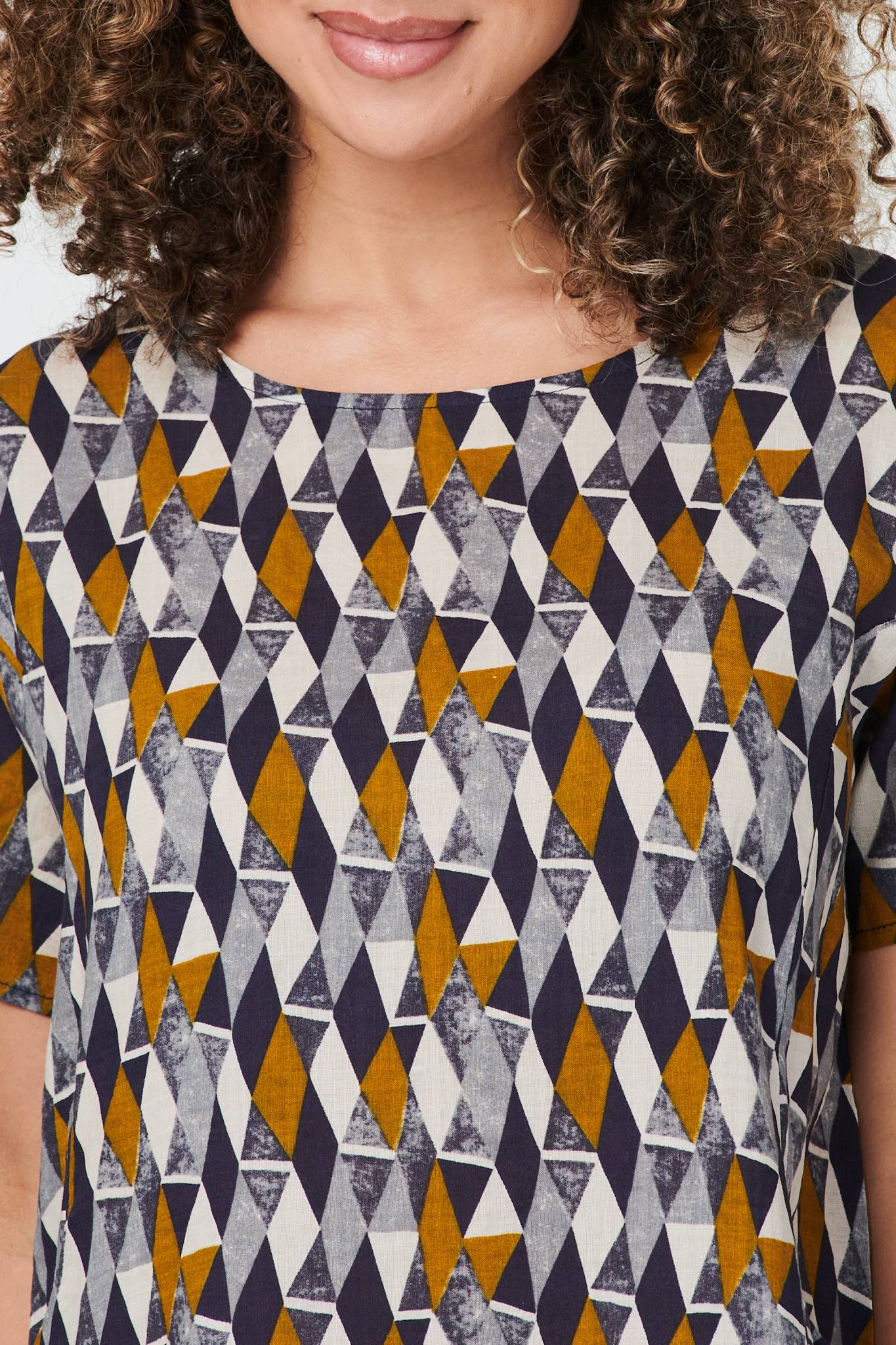 Indigo | Printed Short Sleeve Tunic Dress