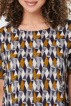 Indigo | Printed Short Sleeve Tunic Dress