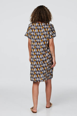 Indigo | Printed Short Sleeve Tunic Dress