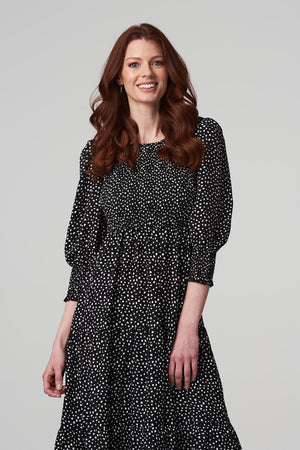 Black And White | Spotty Print Smocked Dress