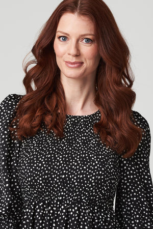 Black And White | Spotty Print Smocked Dress