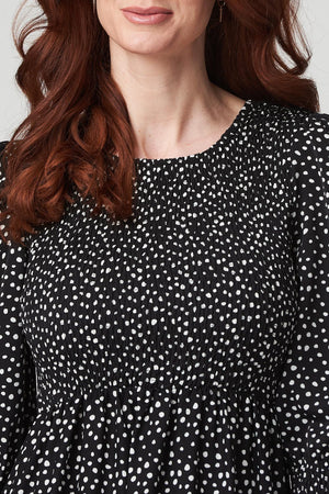 Black And White | Spotty Print Smocked Dress