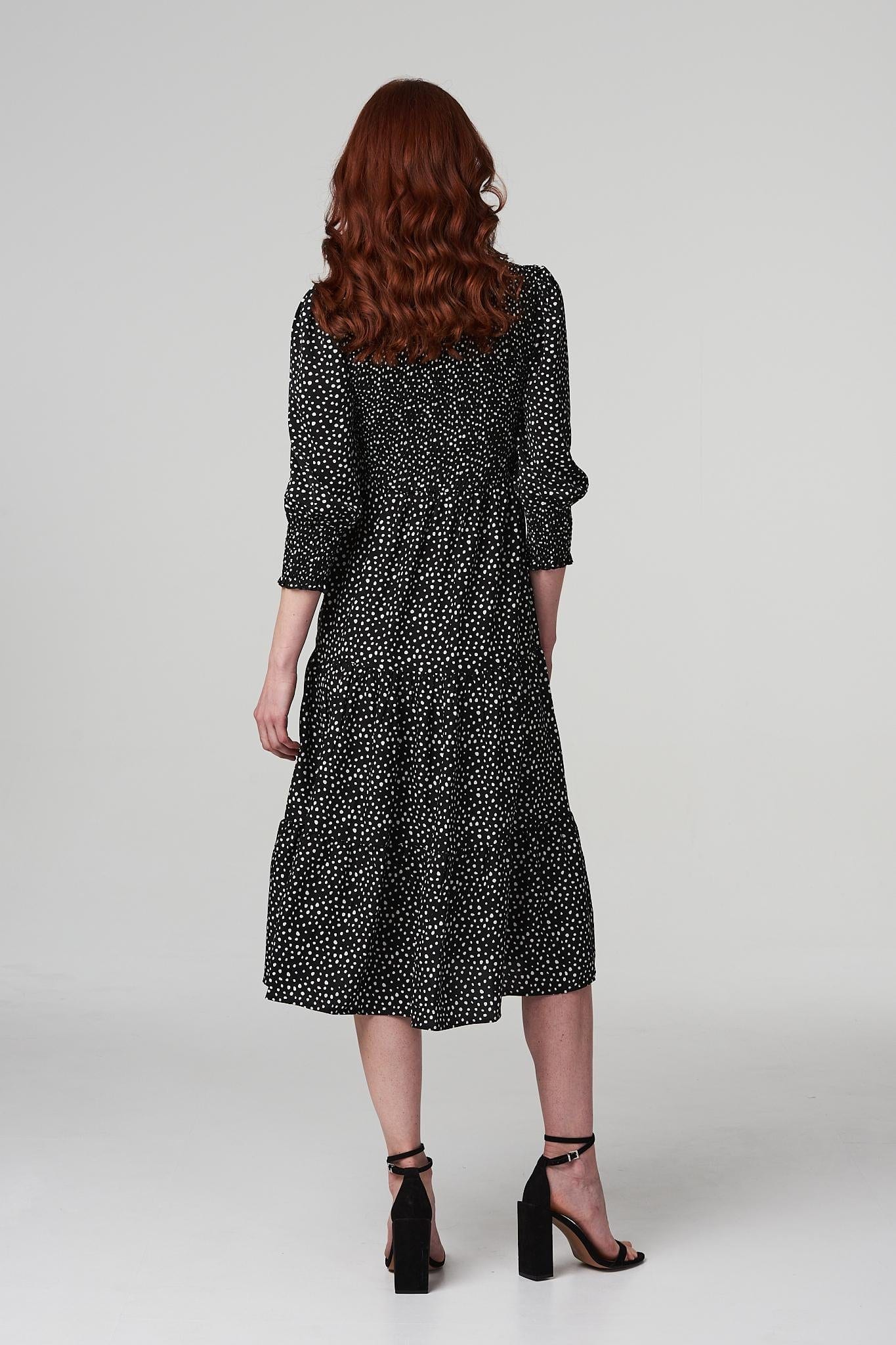 Black And White | Spotty Print Smocked Dress