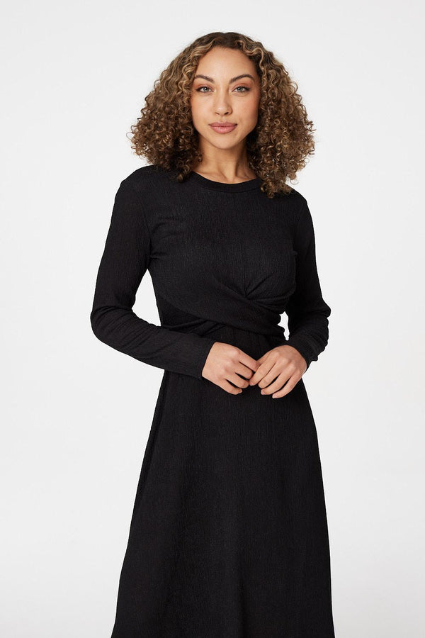 Black | Cross Front Midi Dress