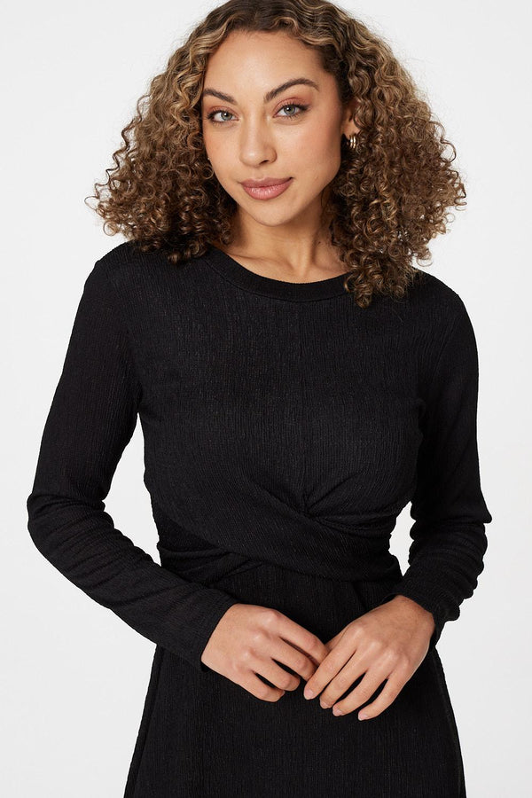 Black | Cross Front Midi Dress