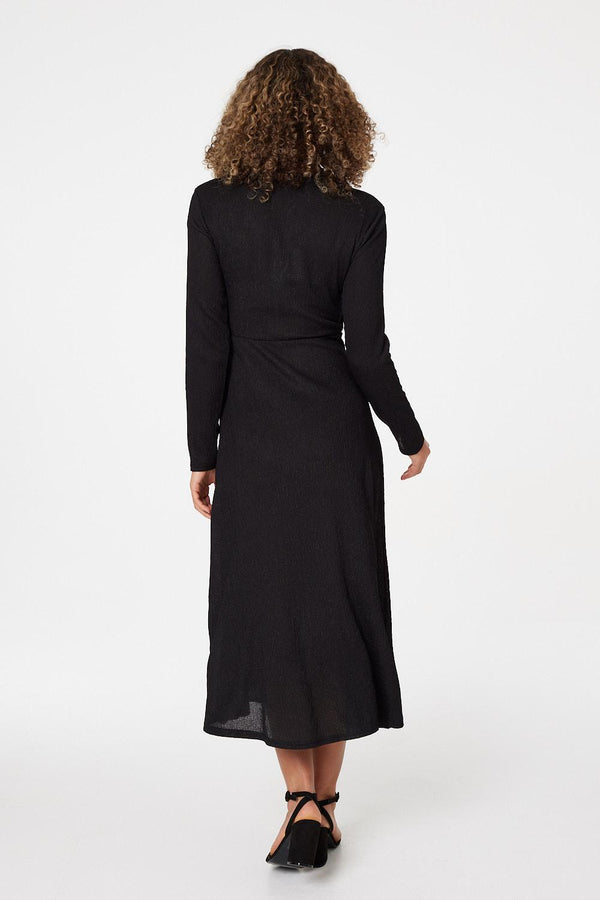 Black | Cross Front Midi Dress