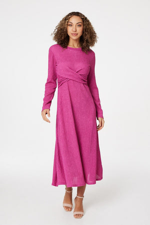 Purple | Cross Front Midi Dress