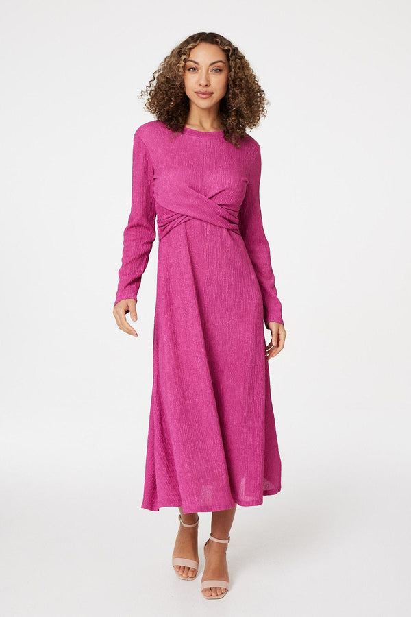 Purple | Cross Front Midi Dress