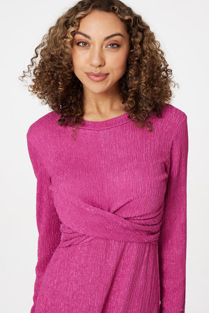 Purple | Cross Front Midi Dress