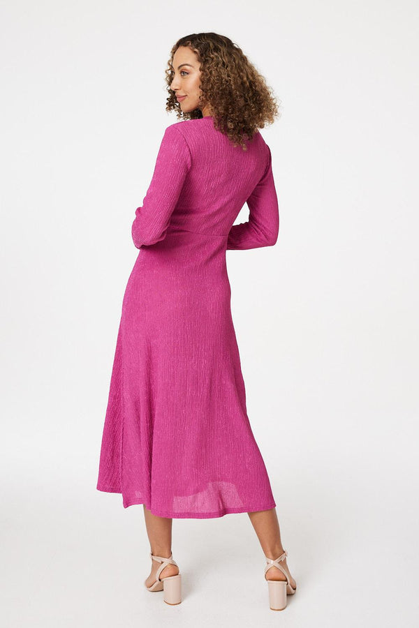 Purple | Cross Front Midi Dress