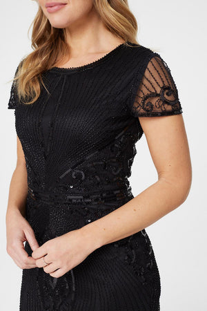 Black | Sequin & Bead Column Dress