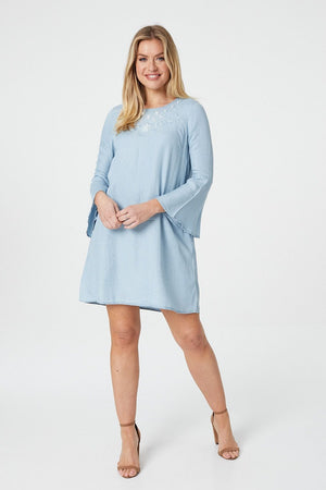 Embroidered Denim Smock Dress