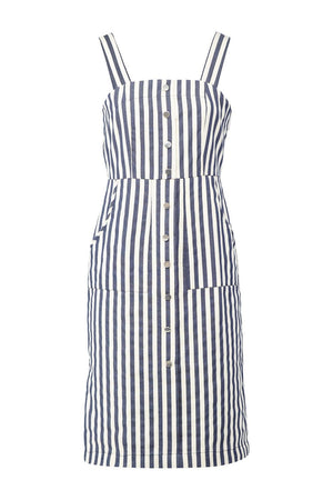 Navy | Striped Pinafore Dress