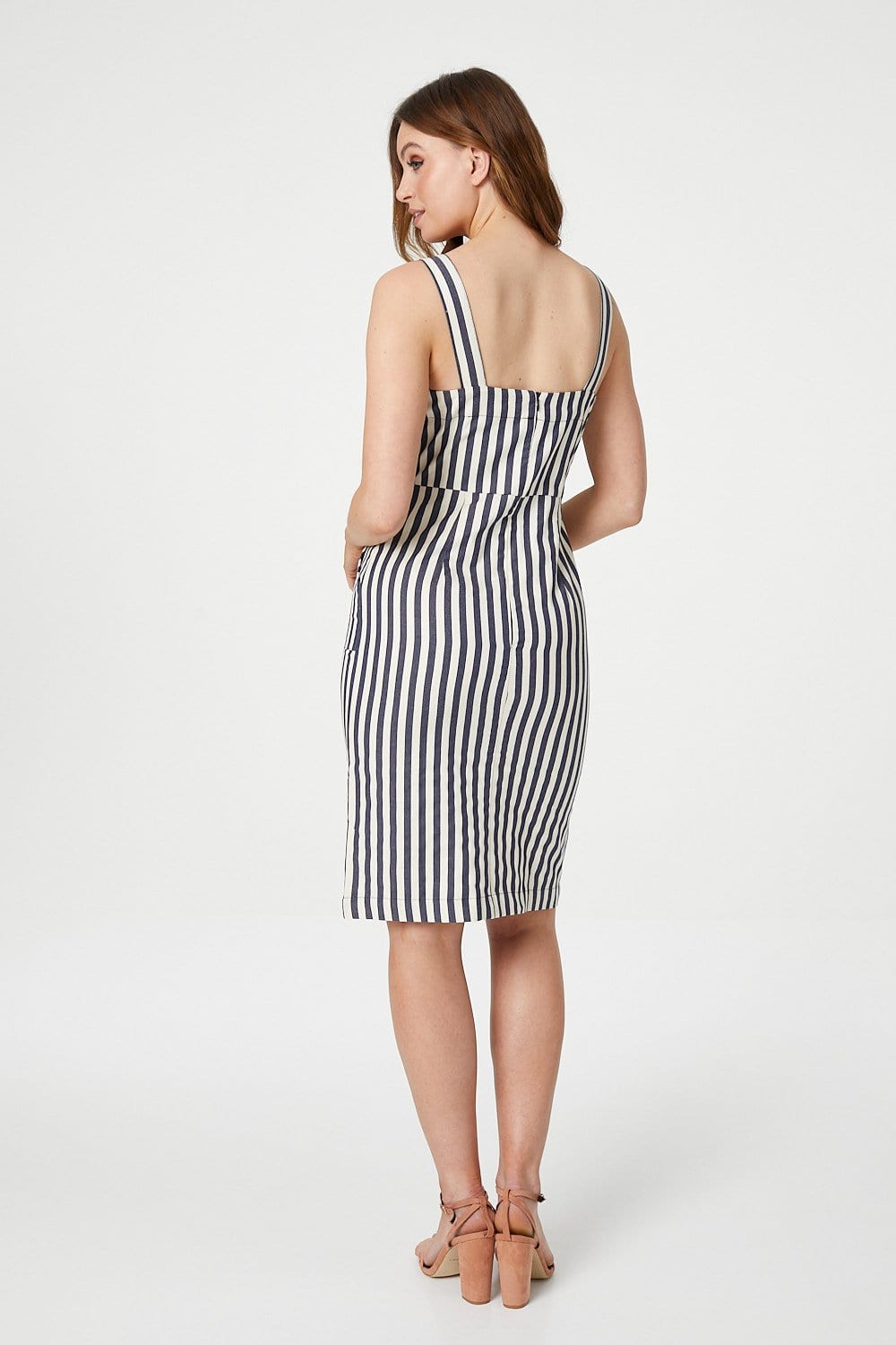 Navy | Striped Pinafore Dress