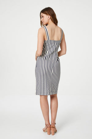 Navy | Striped Pinafore Dress