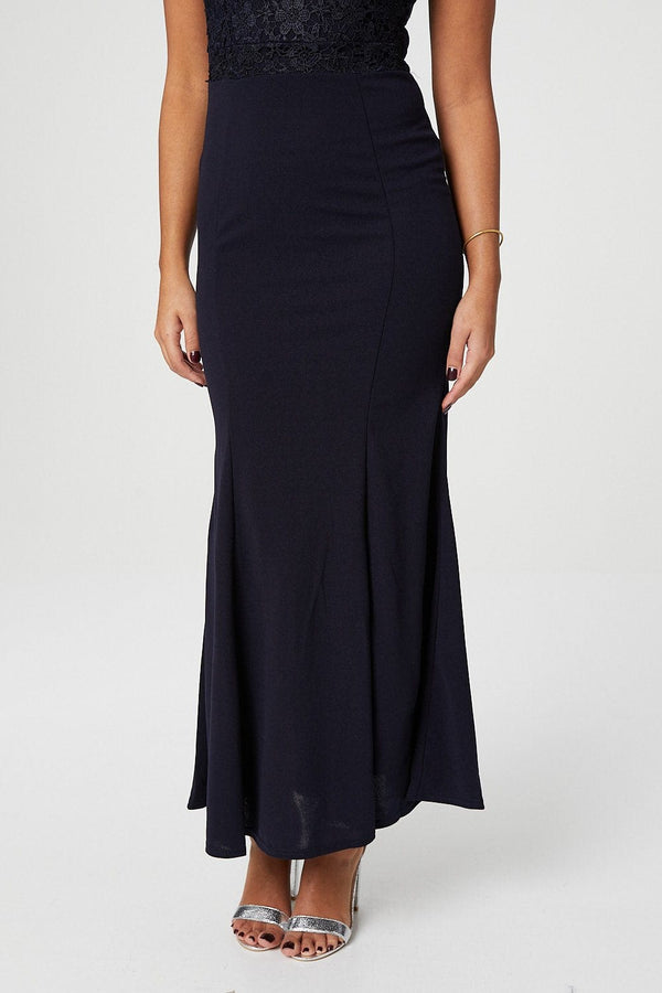 Navy | Lace Top Fishtail Maxi Dress