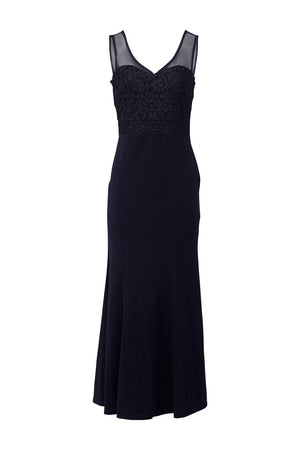 Navy | Lace Top Fishtail Maxi Dress
