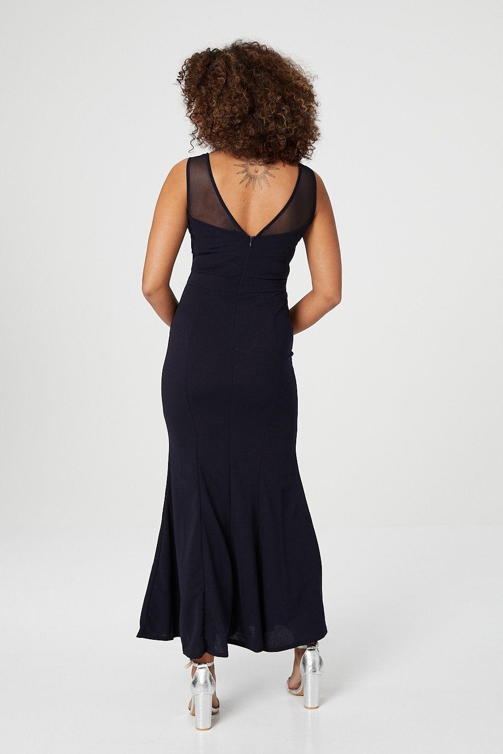 Navy | Lace Top Fishtail Maxi Dress