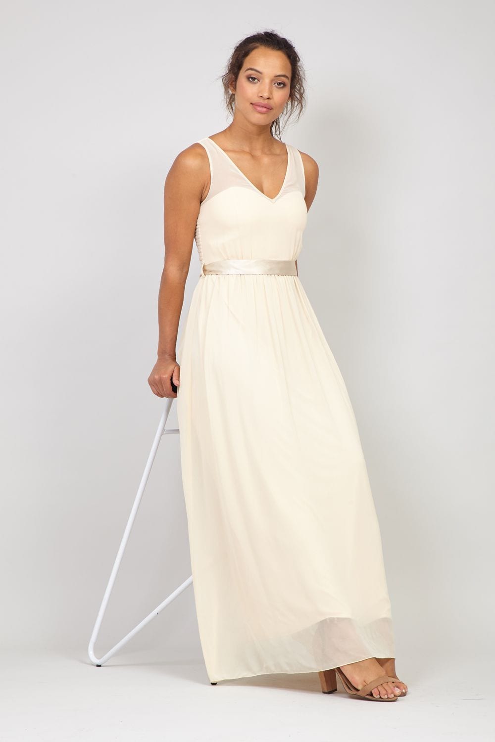 Beige | A-Line Sweetheart Maxi Dress
