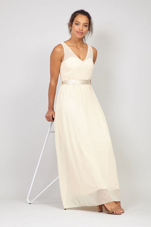 Beige | A-Line Sweetheart Maxi Dress