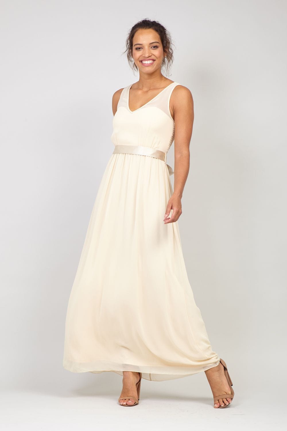Beige | A-Line Sweetheart Maxi Dress