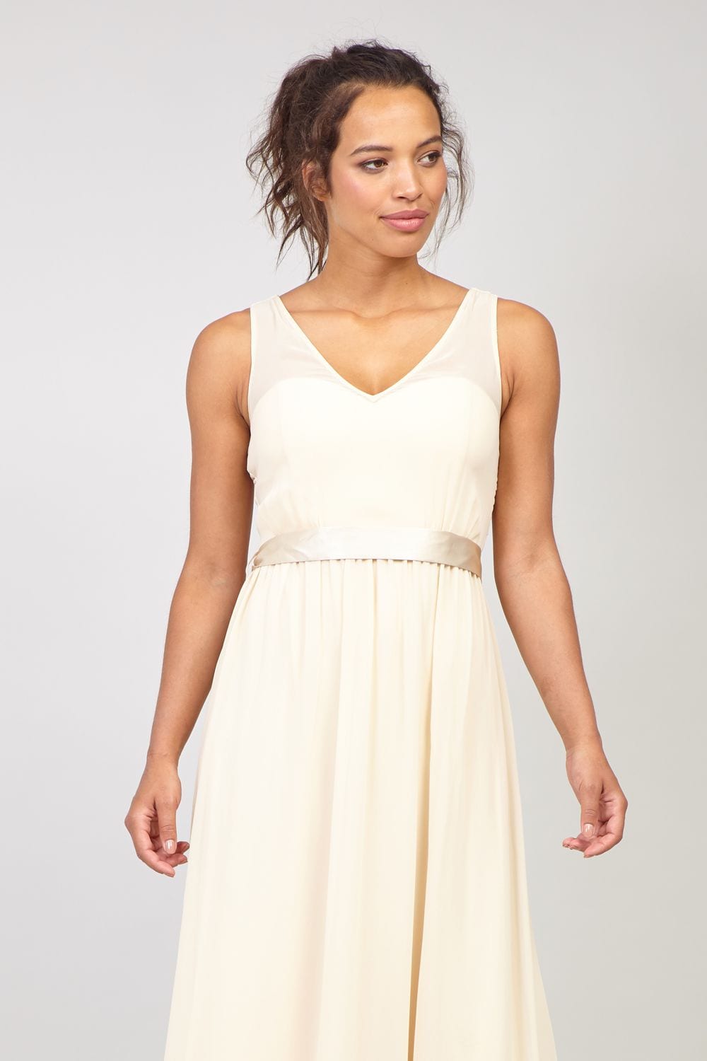Beige | A-Line Sweetheart Maxi Dress