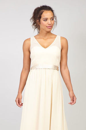 Beige | A-Line Sweetheart Maxi Dress