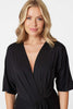 Black | Wrap Front Draped Midi Dress