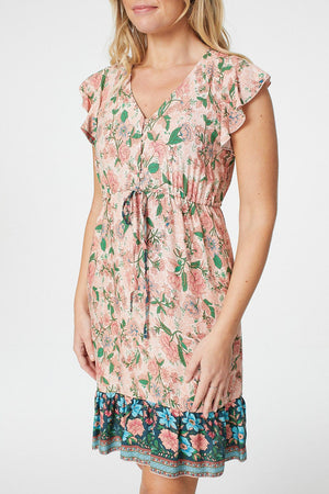 Pink | Vintage Floral Tie Waist Dress