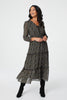 Black | Floral Tie Front Tiered Midi Dress : Model is 5'7