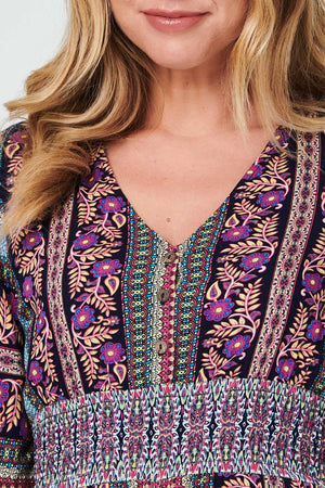 Blue | Paisley Print A-Line Maxi Dress