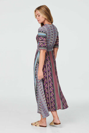 Blue | Paisley Print A-Line Maxi Dress