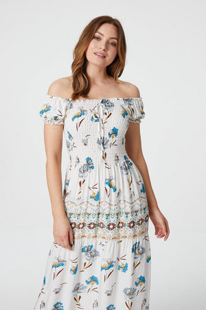 White | Floral Off The Shoulder Maxi Dress