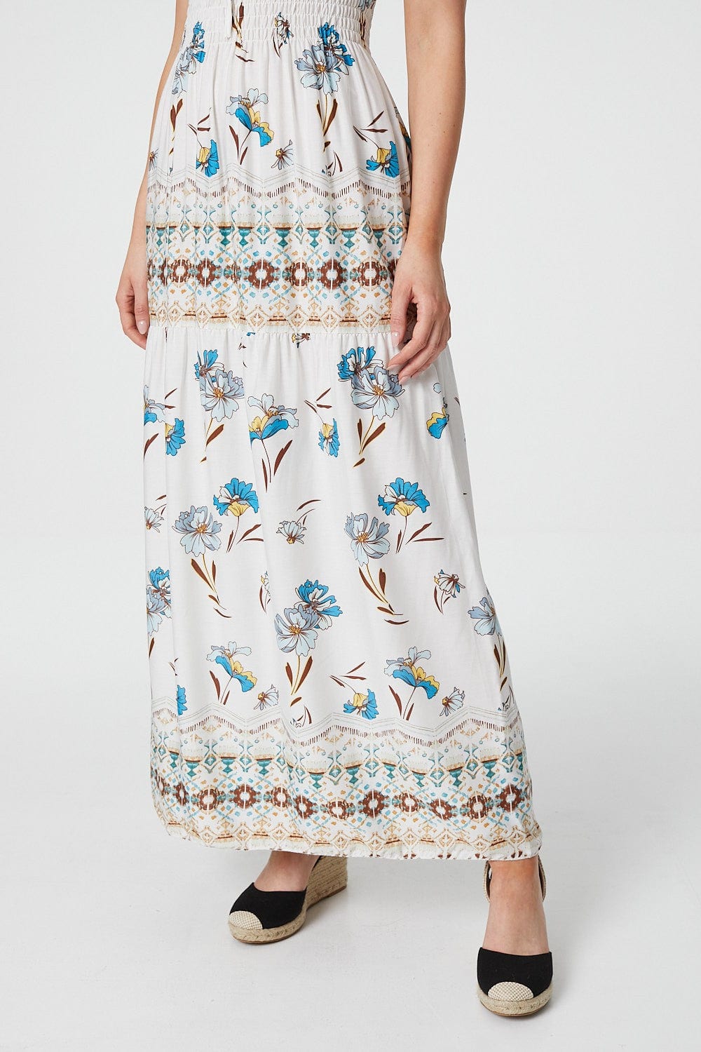 White | Floral Off The Shoulder Maxi Dress