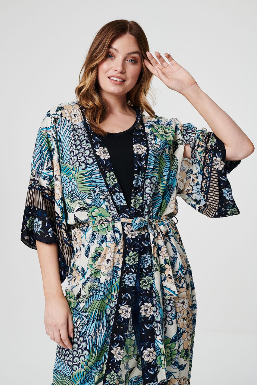 Navy | Floral Kimono Cover-Up