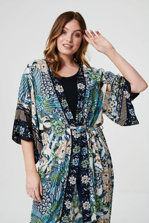 Navy | Floral Kimono Cover-Up