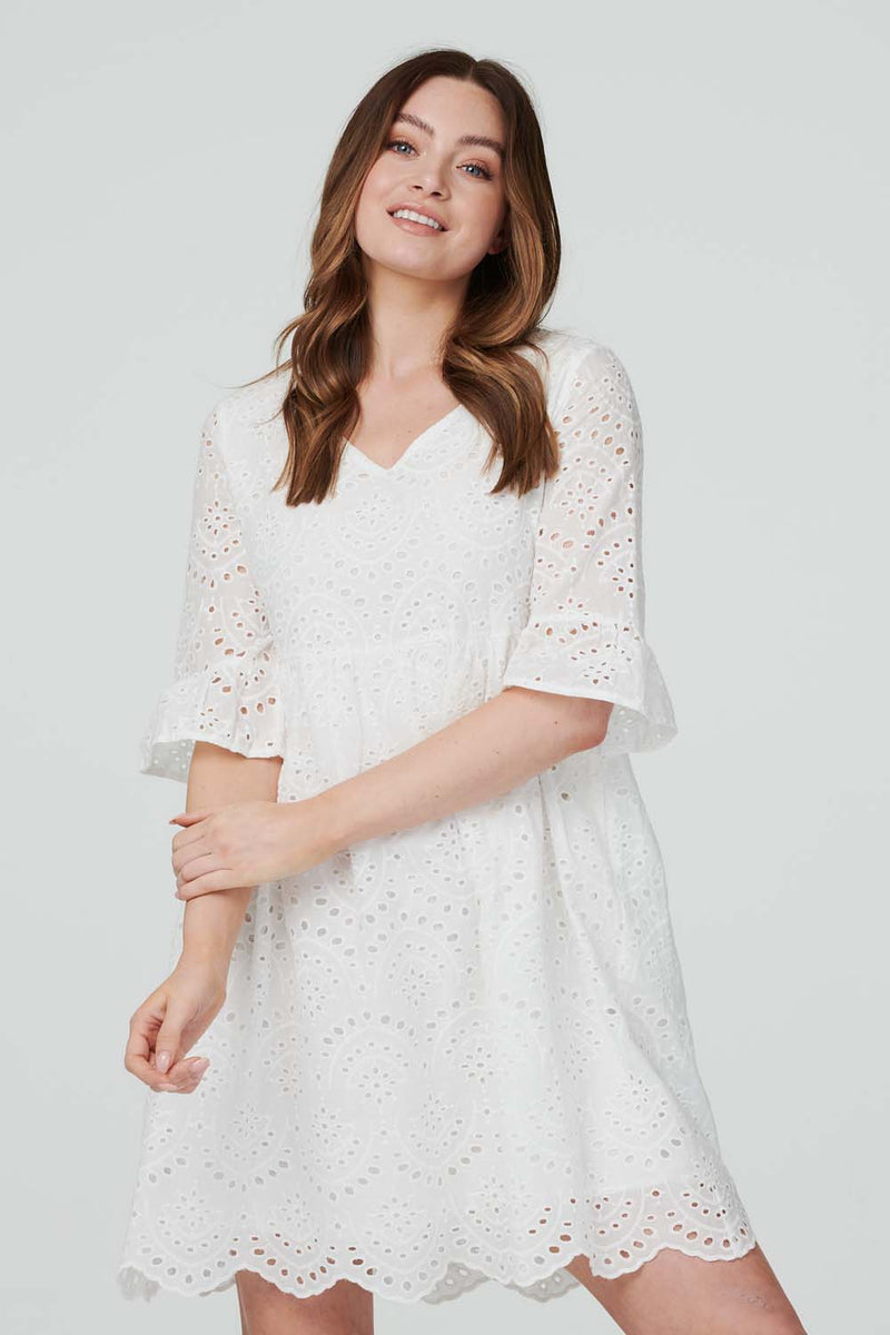 White | Broderie Anglaise Mini Dress