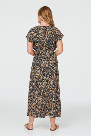 Navy | Ditsy Floral Short Sleeve Maxi Dress